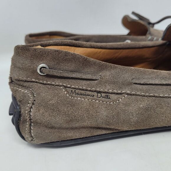 Massimo Dutti Shoes Mens EU42 US9 Brown Suede Driving Loafers Tie Slip On - Picture 8 of 12